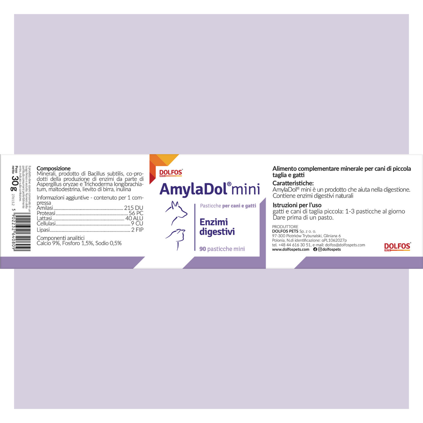 AmylaDol mini 90 "Enzimi digestivi: Amilasi, Lipasi e Proteasi"
