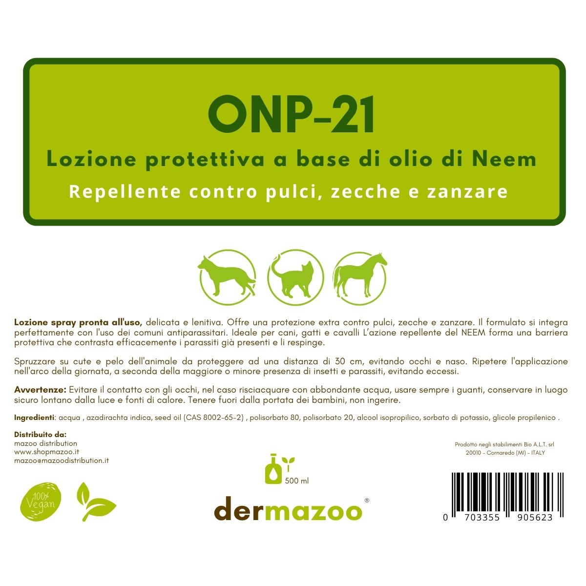 dermazoo - Olio di Neem per Cani Repellente Spray