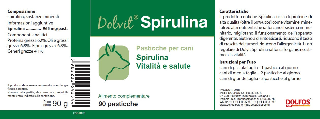 Dolvit Spirulina 90 "..rafforza l'organismo e riduce l' allergenicità ..."