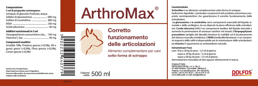 ArthroMax 500 "sciroppo in caso di Artrosi, Artriti croniche o acute ...."