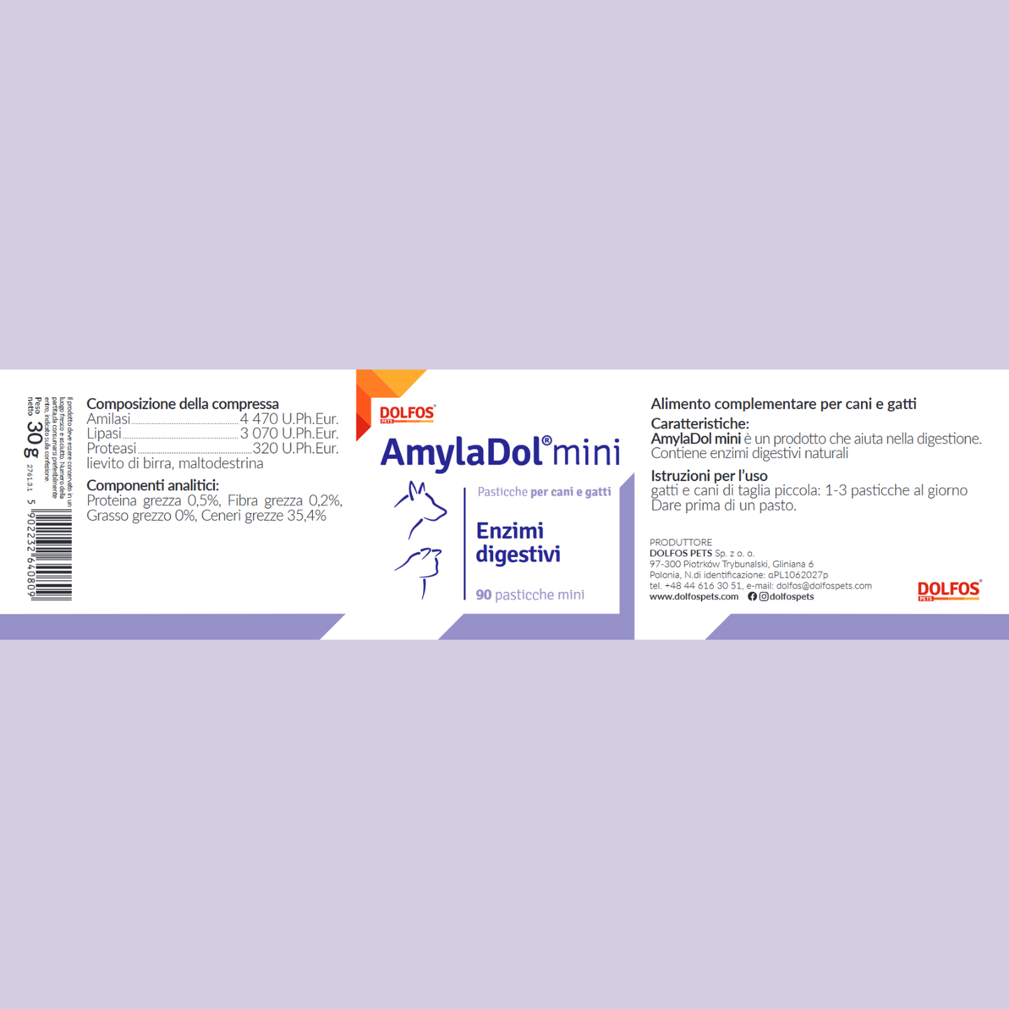 AmylaDol mini 90 "Enzimi digestivi: Amilasi, Lipasi e Proteasi"
