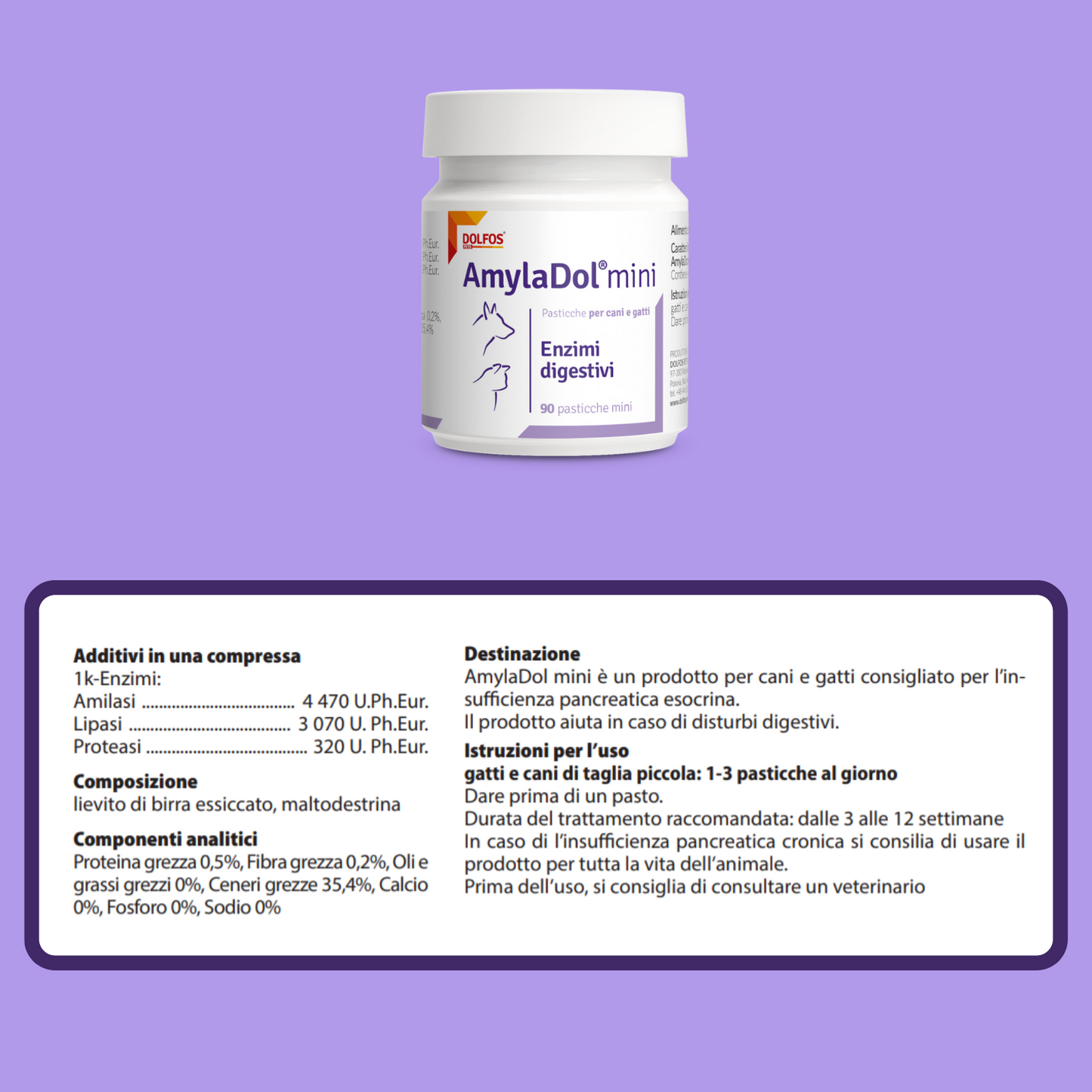 AmylaDol mini 90 "Enzimi digestivi: Amilasi, Lipasi e Proteasi"