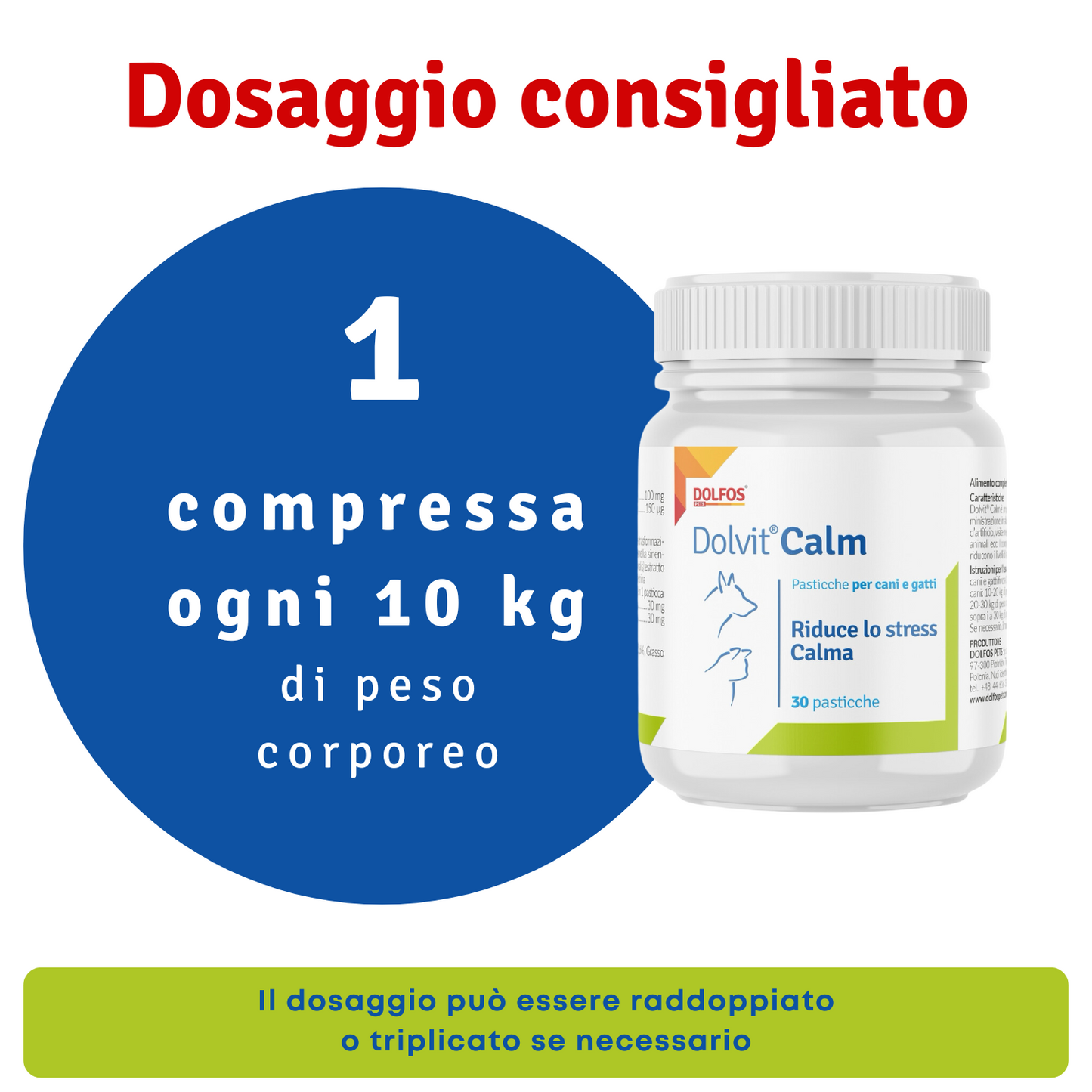 Dolvit Calm 30 "... riduce lo stress, indicato in caso di viaggi, mostre, fuochi d'artificio ... "