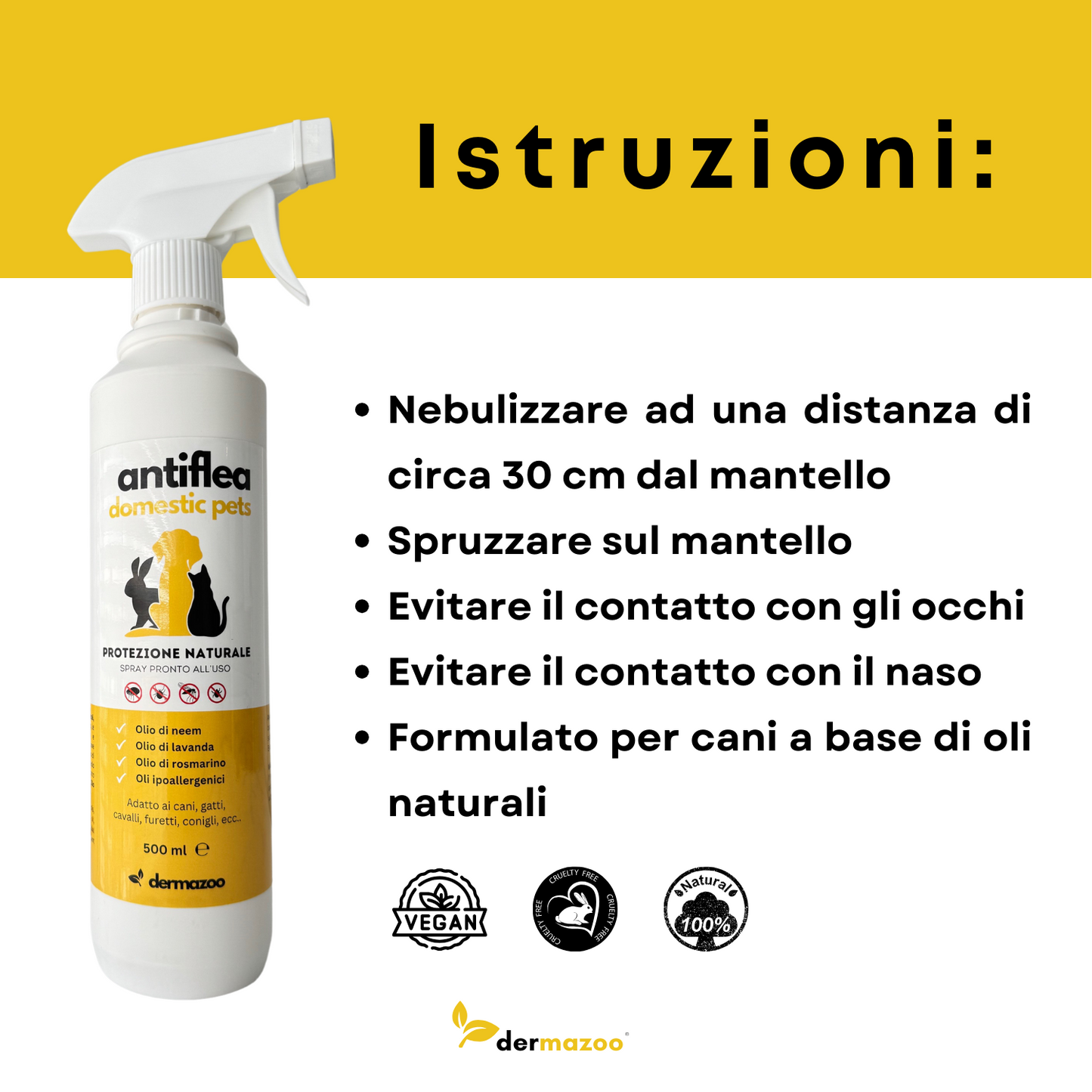 dermazoo - Antiflea domestic pets Repellente Spray per cani