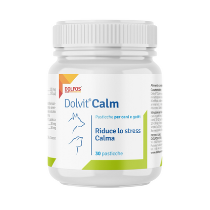 Dolvit Calm 30 "... riduce lo stress, indicato in caso di viaggi, mostre, fuochi d'artificio ... "
