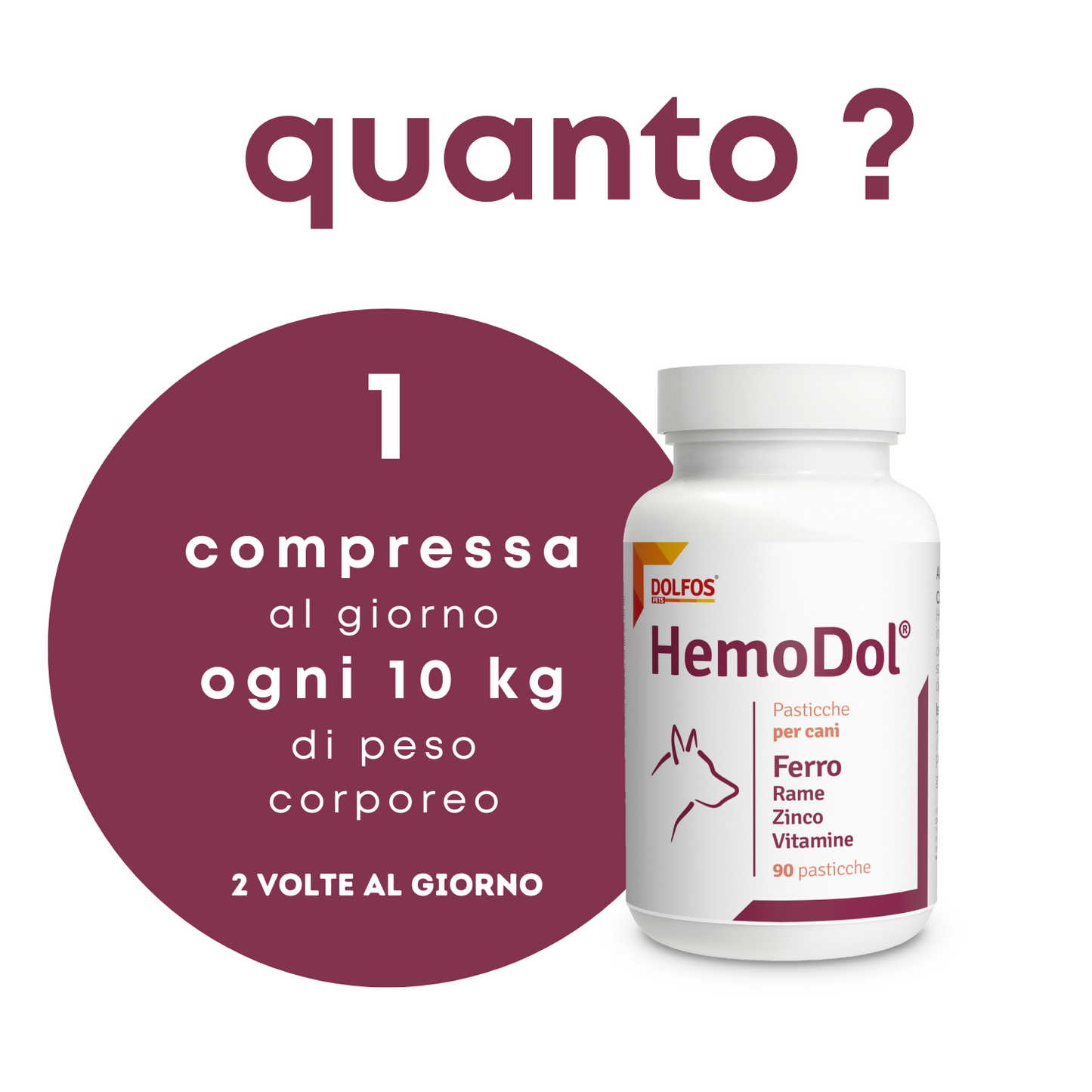 HemoDol 90 ".. Ferro chelato, Zinco chelato, Rame chelato, Vitamine .... "