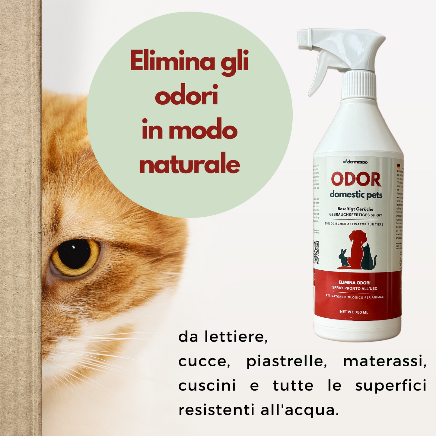 Dermazoo - ODOR PETS - Elimina odori e Macchie per Cani e Gatti
