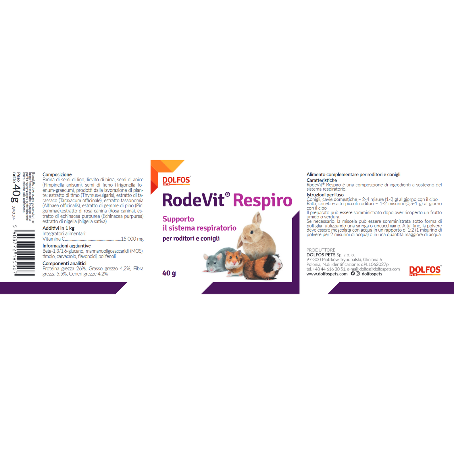 RodeVit Respiro 40 " .. supporto alle vie respiratorie di conigli e roditori ..."