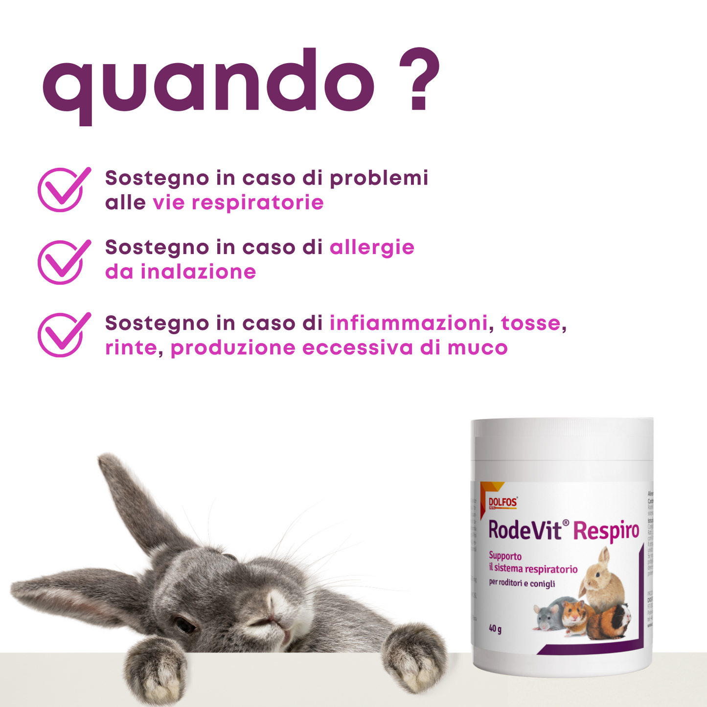RodeVit Respiro 40 " .. supporto alle vie respiratorie di conigli e roditori ..."