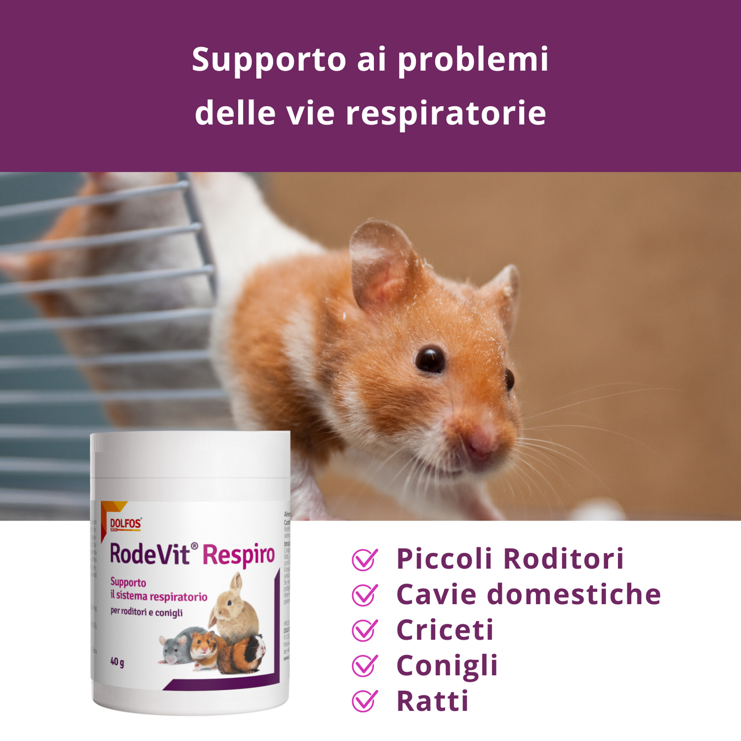 RodeVit Respiro 40 " .. supporto alle vie respiratorie di conigli e roditori ..."