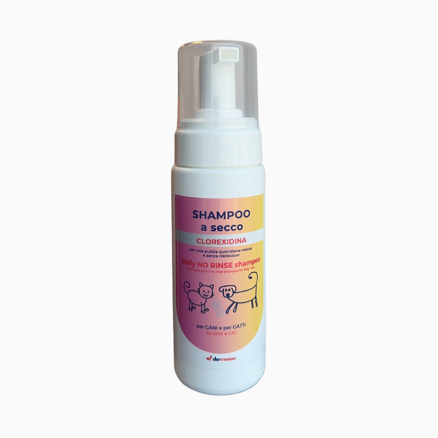 Shampoo a secco con Clorexidina " .. 190 ml di mousse per lavaggio veloce e senza risciacquo "