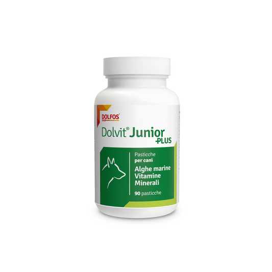 Dolvit Junior Plus 90 "... contiene vitamine, minerali chelati, alghe marine ...."