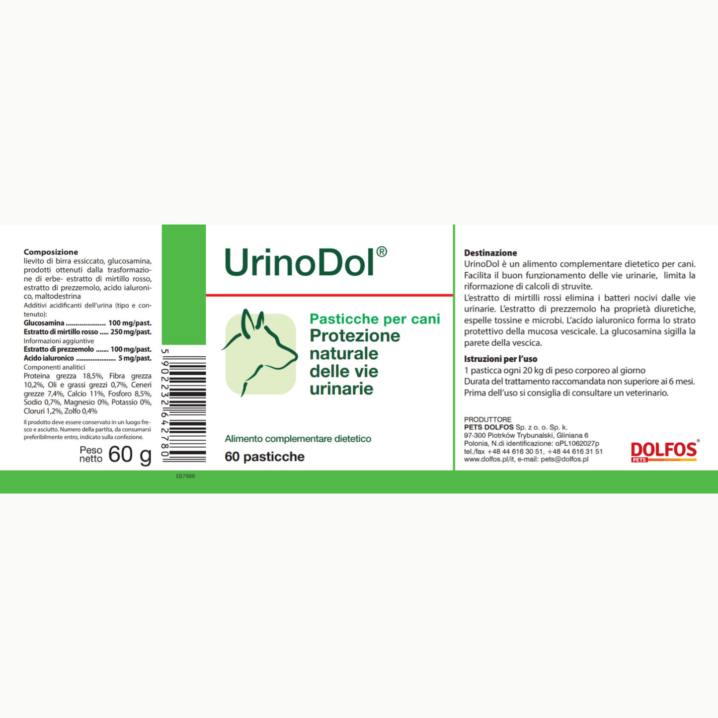 UrinoDol 60 "... protezione naturale delle vie urinarie del cane... "