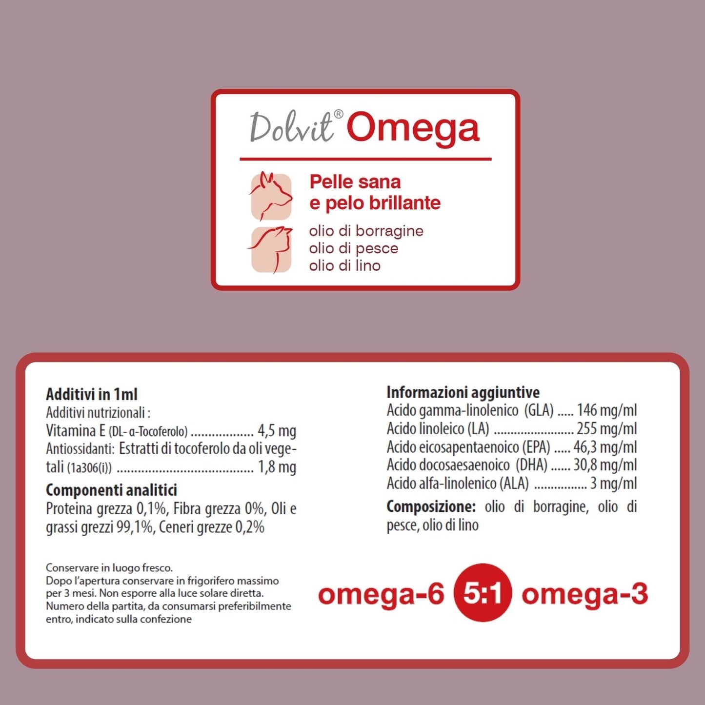 Dolvit Omega 50 - Integratore di omega 3 e 6 per cani