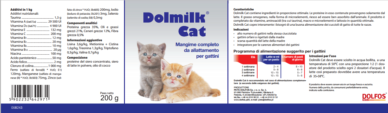 Dolmilk Cat base "... sostituto del latte materno in polvere.."