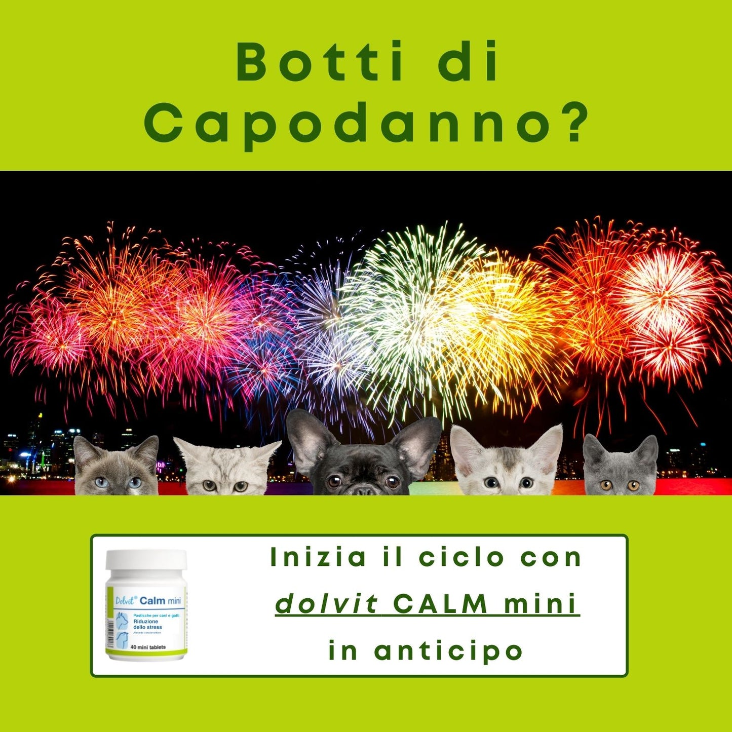 Dolvit Calm mini 40 "... riduce lo stress, indicato in caso di viaggi, mostre, fuochi d'artificio ... "