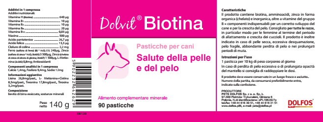 Dolvit Biotina 90 - Integratore Contro Perdita di Pelo nei Cani