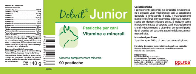 Dolvit Junior 90 "... vitamine e minerali per lo sviluppo, adatto dalla 3^ settimana di età .."