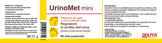 UrinaryMet mini 60 ".... acidificante delle urine, a base di metionina.."
