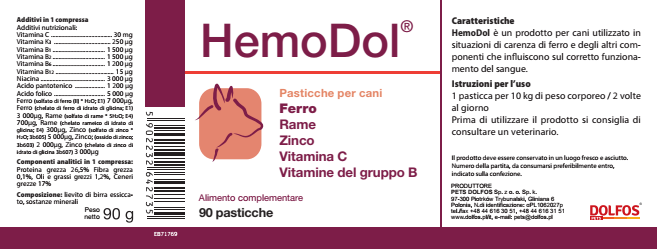 HemoDol 90 ".. Ferro chelato, Zinco chelato, Rame chelato, Vitamine .... "