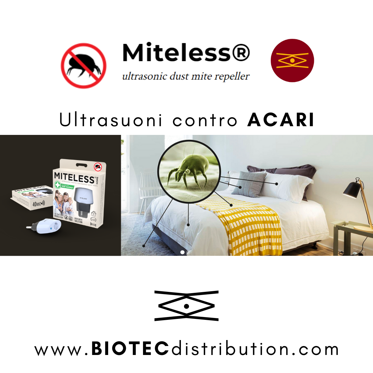 Miteless HOME - dispositivo a ultrasuoni contro ACARI
