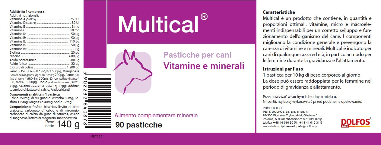 Multical 90 ".. vitamine e minerali per il cane adulto ... "