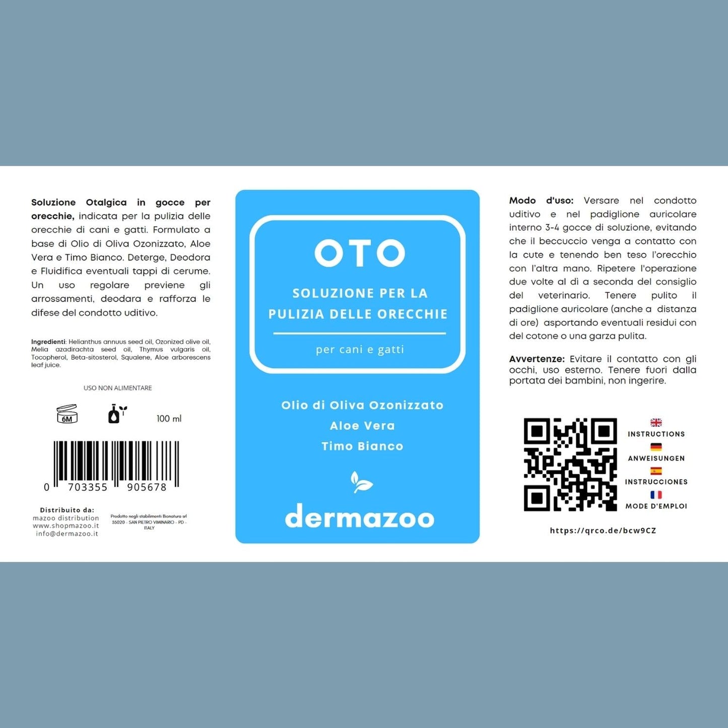 OTO - dermazoo - Soluzione per la pulizia delle orecchie dei gatti 100 ml