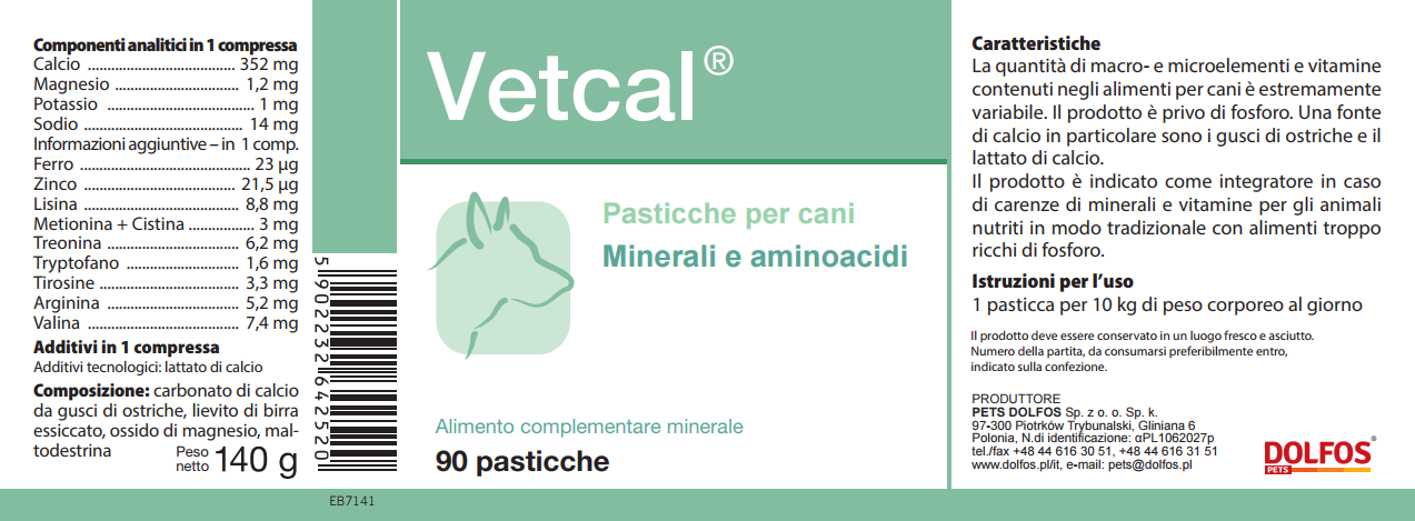 Vetcal 90 "... vitamine e minerali senza fosforo..."