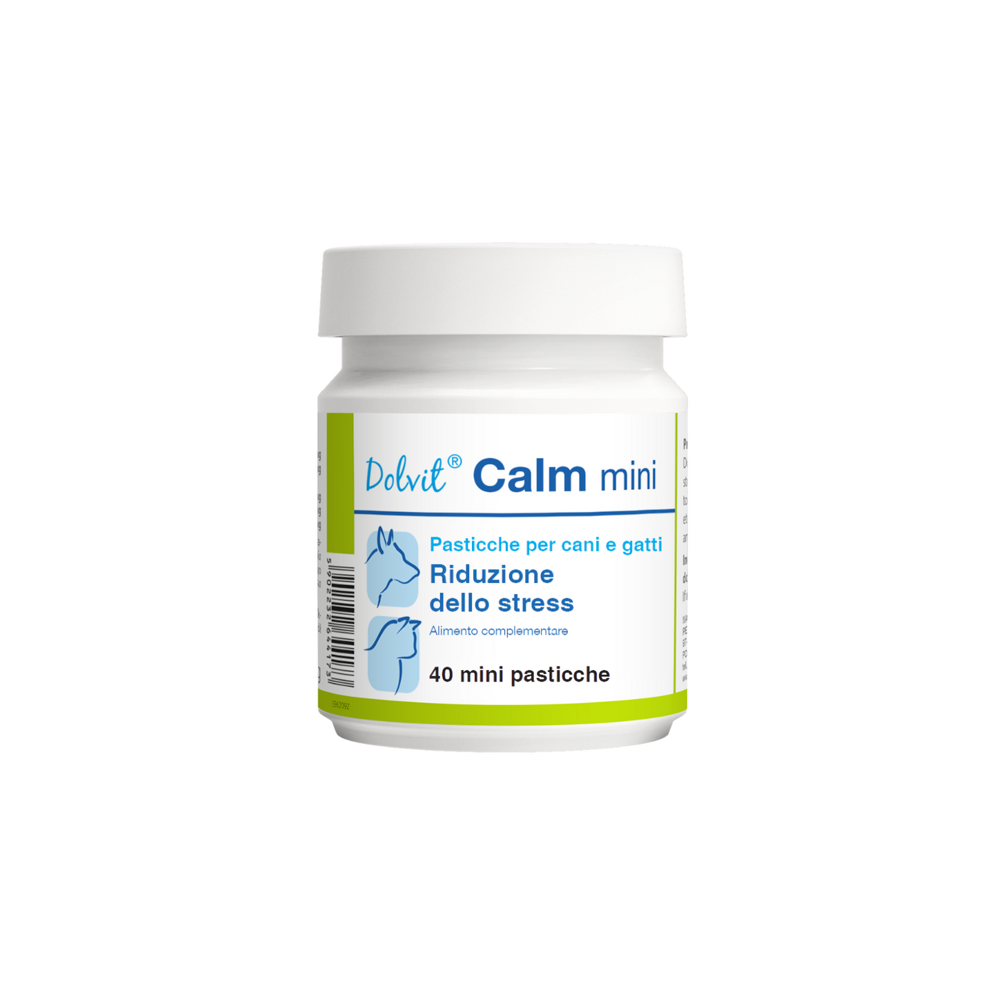 Dolvit Calm mini 40 "... riduce lo stress, indicato in caso di viaggi, mostre, fuochi d'artificio ... "